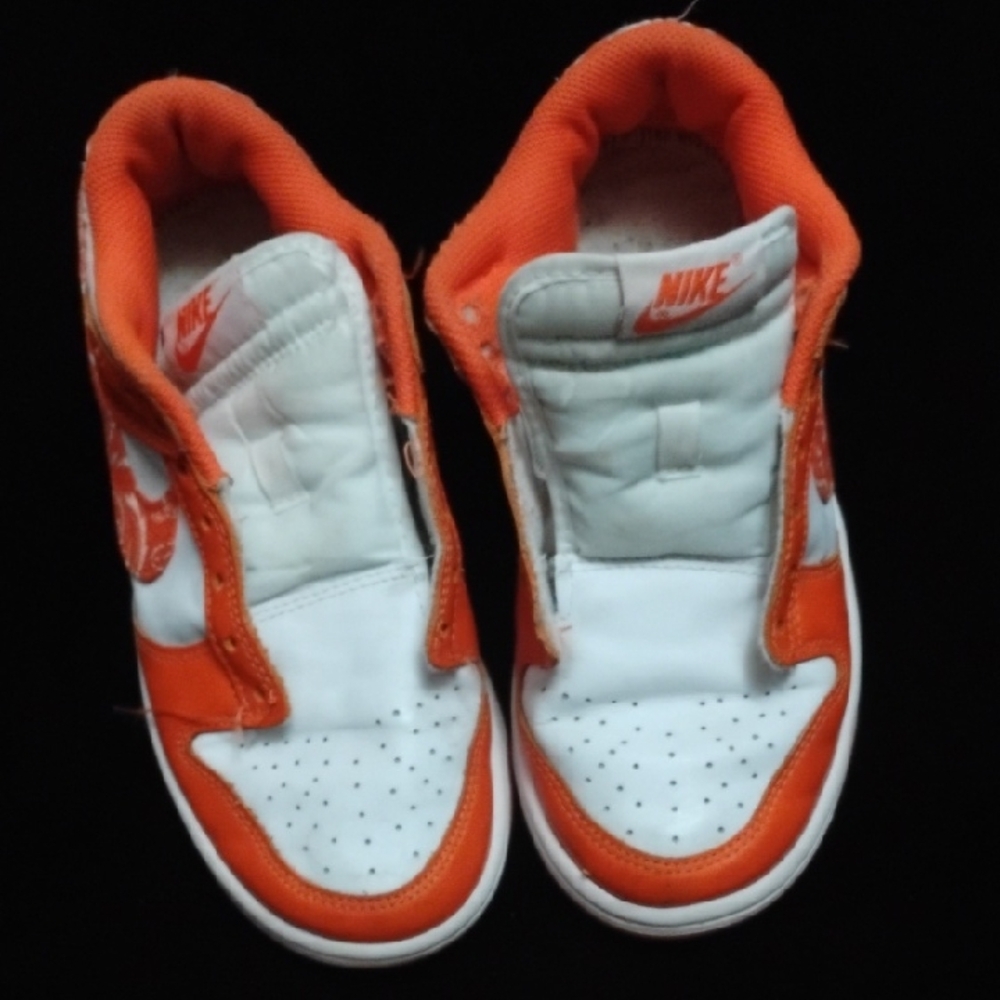Nike Kids White and Orange High-Top Sneakers